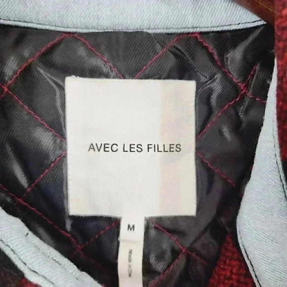 NWT Avec Les Filles Shaket Plaid Wool Blend Quilted Button Women's Coat M 501 - Picture 7 of 10